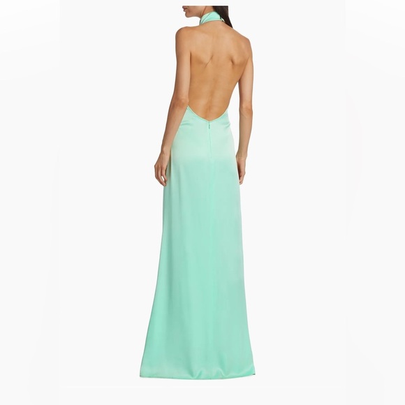 Lapointe Blue Satin Halter Gown Long Dress Size 2 - Picture 7 of 13